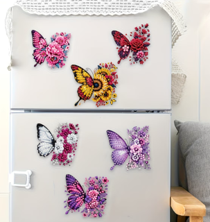 Preview: Diamond Painting 6-teiliges Set, Schmetterlinge Magnete